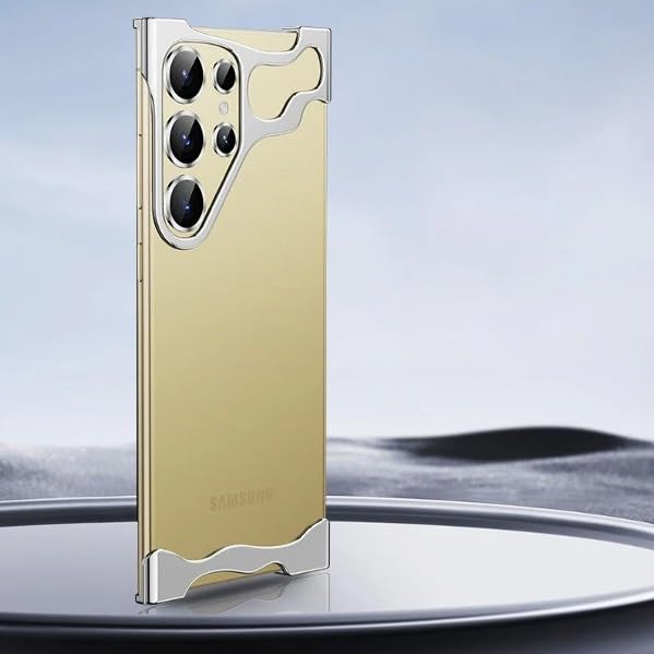 Image of MILLION CASES Metal Back Cover Case for Samsung Galaxy S23 Soft Flexible Shockproof Protective Titanium Frame Luxury Bumper Case(Silver)