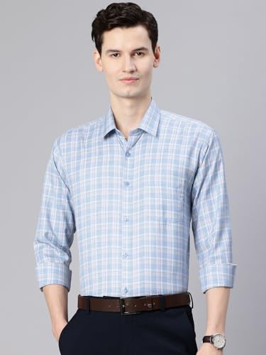 Image of Majestic Man Men's Pure Cotton Slim Fit Checkred Full Sleeve Classic Collar Everyday Formal Shirt