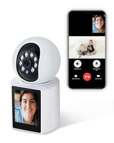 Image of Video Calling Indoor WiFi Camera with 2.8-Inch IPS Screen, 2K Two-Way Baby /Elder /Dog /Pet Camera with Phone App, Human /Sound /Crying Detection, One-Button Call, Color IR Night Vision