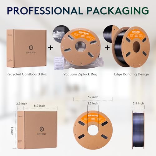 Image of ERYONE Silk Dual Color PLA Filament 3D Printer 1.75mm + /- 0.03mm, Bicolor Filament Two Tone PLA 1KG(2.2lbs) Cardboard Spool, Midnight Blue & Black
