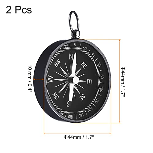 Patikil Pocket Compass, 2 Pack Survival Sports Navigation Compass With Key Ring For Outdoors Camping Hiking, Black #TOP1
