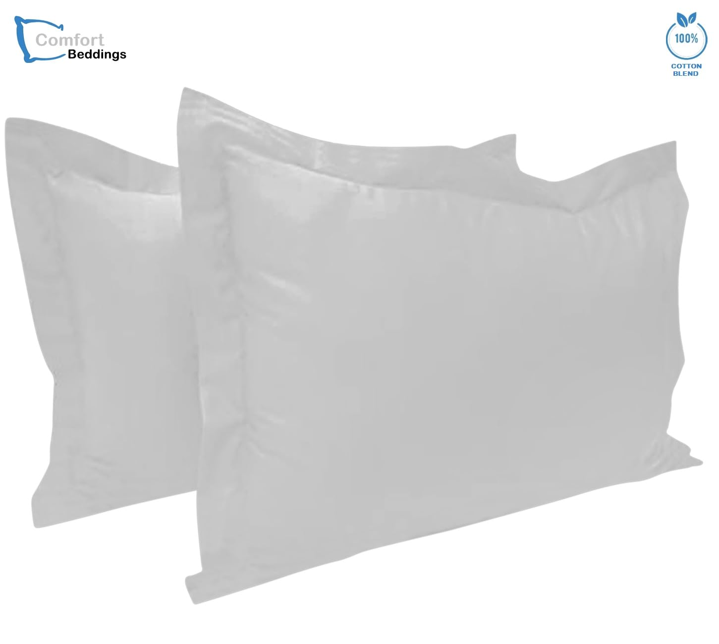 Comfort Beddings Premium Quality Pillowcases 100% Cotton Blend Oxford Pillow Cases Pack Of 2 - Silver (Standard Size 50 x 75 CM) - Image 3