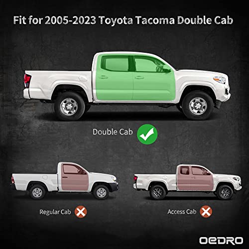 Oedro All Steel Running Boards Compatible With 2005-2023 Toyota Tacoma Double Cab,Bolt-On Side Steps With Paintable Step Plates,Powder Coated Black And High Gloss Red Nerf Bar #TOP2
