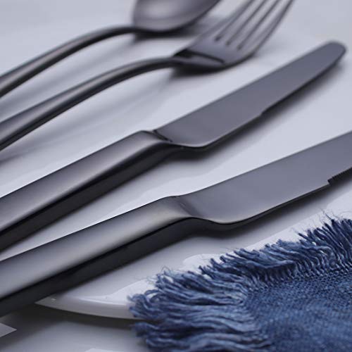 image for OMGard Black Dinner Knife Set, 6 Piece Premium High Carbon Stainless S