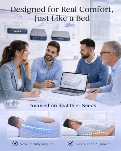 Image of VOSSER Air Mattress Queen with Built-in Pump, 18 inch Raised Inflatable Blow Up Mattress,Upgraded Heavy Duty Portable Air Bed for Home,Guests,Floor & Camping, Self Inflating Colchon Inflable for Adults