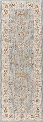 Hauteloom Camrose Hallway, Kitchen Runner Rug - Bohemian Oriental Persian Carpet - Neutral Boho - Blue, Gray, Red, Orange, Cream - 2'7