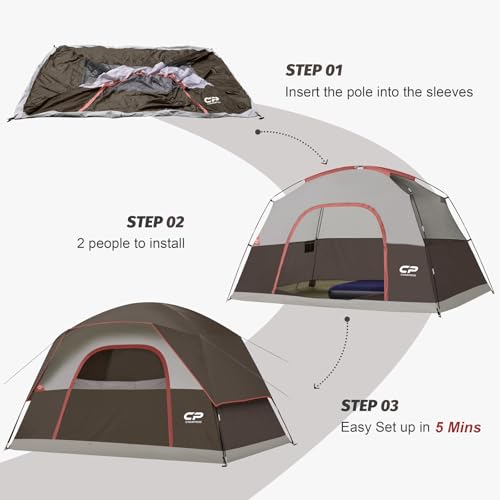Image of CAMPROS CP Tents for Camping 2 /4 /6 Person, Waterproof Windproof Dome Tent