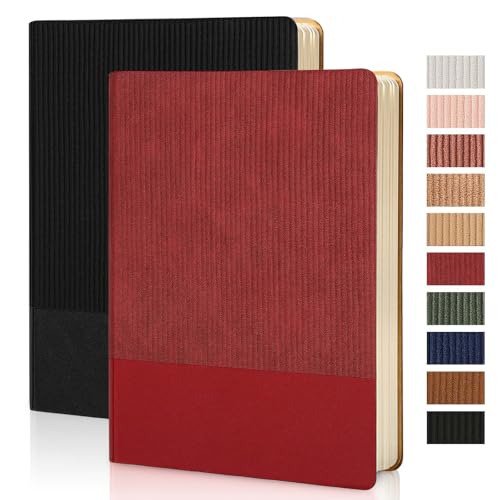 Image of Lined Journal Notebook for Work College Ruled Note Book 5.79 inchx8.27 inch A5 PU Leather Daily Journaling 216 Pages for Women Men Writing Home School Supplies Business (BlackRed)