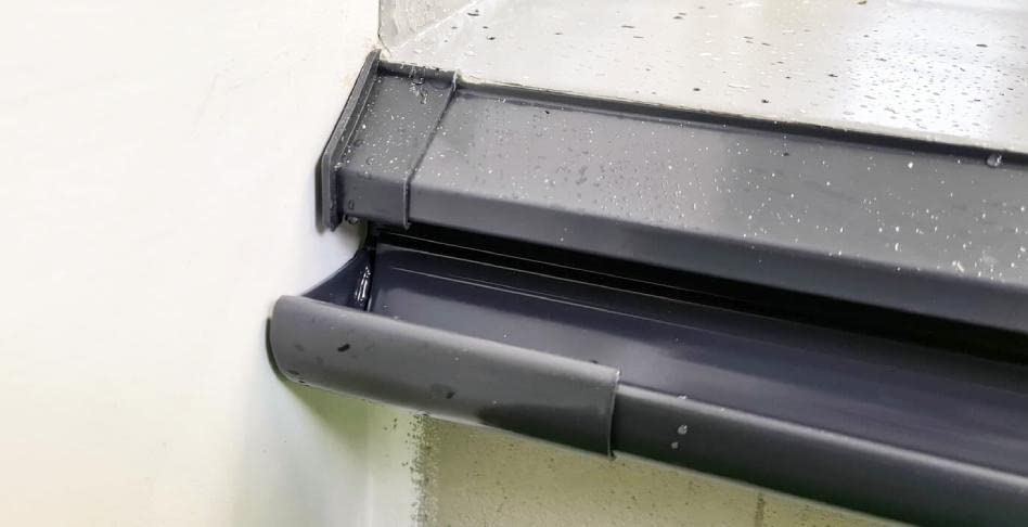 Renoplast® R50 Aluminium Dachrinnen | 200cm Grau halbrunde | Regenrinne Dachentwässerung Blechkantprofile | Gartenhaus Carport Terrasse Balkon-Steckrinne | Rinne für Dach Korrosionsschutz