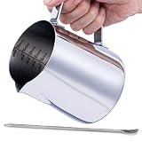 ①Eine Milchkanne, ausgestattet mit einem Latte Art Stift, kann verschiedene Arten von Kaffeemustern formen. Perfekt zum Schäumen oder Dämpfen von Milch, wie Espresso, Cappuccino oder heiße Schokolade.