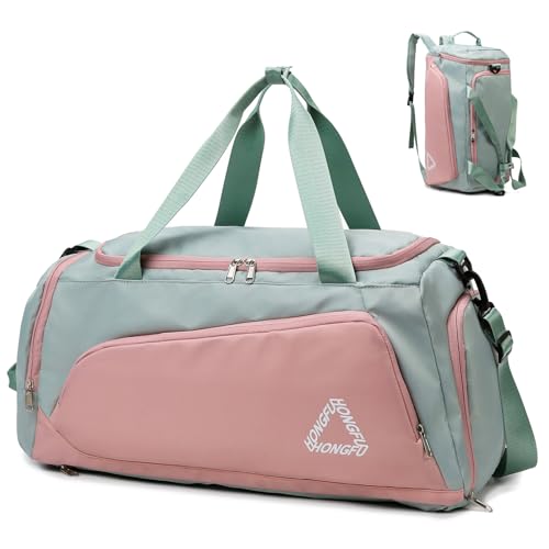 Suweir Sporttasche Damen 45L Reisetasche mit Schuhfach Nassfach Wasserdicht Weekender Travel Gym Duffle Bag mit Rucksack Schwimmtasche Trainingstasche Badetasche für Fitness, Sport, Reisen