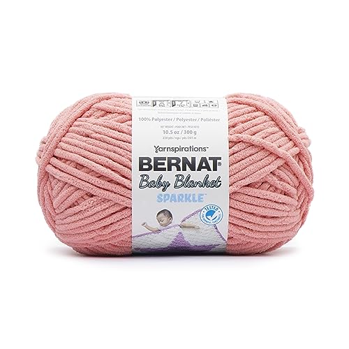 Image of Bernat Baby Blanket Sparkle Rose Glow Yarn - 1 Pack of 10.5oz /300g - Polyester - #6 Super Bulky - 220 Yards - Knitting & Crochet