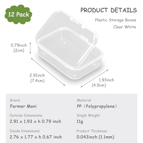Image of 12Pack Rectangle Plastic Clear Storage Containers Box, 2.91x1.93x0.79 Inchs,Small Plastic Containers for Small Items, Jewelry, Earrings, Necklace, Rings, Cosmetics, Threads, Beads, Crafts etc.