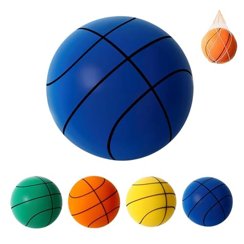 Generic - Silent House Basketball, Quiet Indoor Safe Premium Foam Ball for Training, Grooved PU Foam Design for Realistic Bounce, Ideal Gift for Youth (Blue,3 (26.5"))