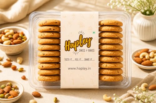 Image of Hapley Assorted Dry Fruit Cookies 300g, No Palm Oil, Wholesome Crunchy Cookies with Real Dry Fruit Goodness