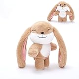 Bunny Plush Toy Stuffed Animal Funny Rotating Head Rabbit Plush Pillows Toy Cute Sensory Soft Stuffed Animals Doll That Show Your Mood Stuffed Bunny For Easter Christmas Birthday Gift，11in(Khaki)