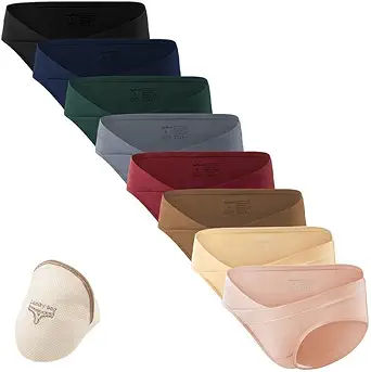 Angelhood Cotton Maternity Underwear Under Bump, Healthy Pregnancy Panties Postpartum Underwear Multi-Pack with Laundry Bag