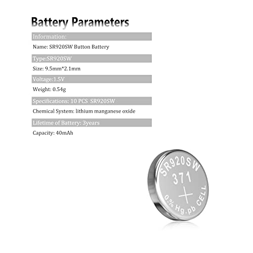 Beidongli Sr920Sw Watch Batteries 370 Watch Battery Ag6 371 V371 Pack Of 40 Lr920 1.5V Alkaline Battery Silver Oxide Battery Last Long【3 Years Warranty】 #TOP4