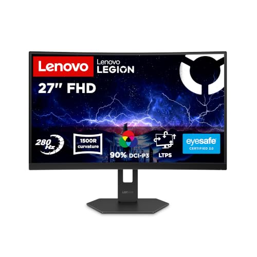 Image of Lenovo Legion 27-2c - Gaming Monitor - 27 inch Curved FHD Display with Fast VA Panel - 280Hz Refresh Rate - AMD FreeSync Premium and VESA Adaptive Sync - 0.5ms MPRT Response Time - Eclipse Black
