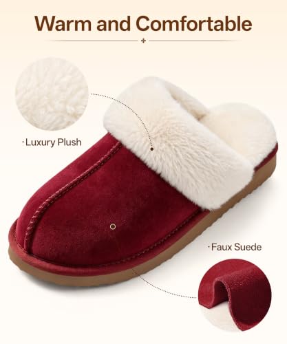 Image of Litfun Fuzzy Memory Foam Slippers for Women Indoor Outdoor House Shoes