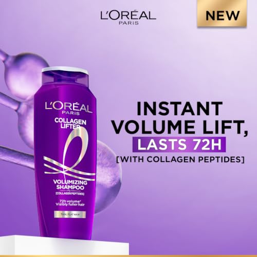 Image of L'Oreal Paris Collagen Lifter Volumizing Shampoo with Collagen Peptides for thin, flat hair, gives instant volume lift & thicker, fuller hair, 200ml
