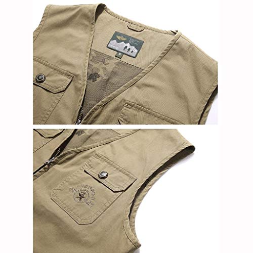 Chaleco de pesca multibolsillo para hombre de algodón en talla 3XL 5