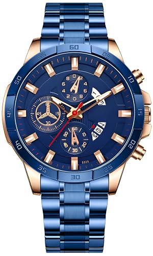 Image of KITCONE Multicolour Dial Analogue Men's Wrist Watch with Date Calendar, Metal Case and Strap -BRRD1