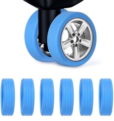 Image of Suitcase Wheel Cover Set of 8 Piece- Noise Reduction, Anti Scratch & Shock Absorption Silicone Protector Fits Most Trolley Luggage Bag & Office Chair