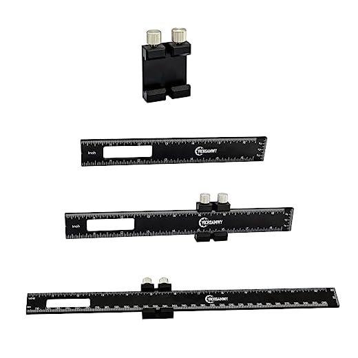 VICHSAMWY 3PCS Black Metal Woodworking Ruler, Adjustable 6/8/12 Inch Precision Pocket Slide Ruler,Inch and Metric Measuring Ruler for Woodworker (Black)