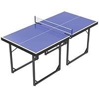 HOMCOM 6ft Table Tennis Table, Ping Pong Table with Net, Foldable and Portable Ping Pong Set for Indoor Outdoor Use, Easy Assemble, Midsize, Blue
