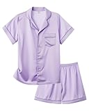 Cheerful Mario Satin Ensembles de Pyjama Filles Enfant Vêtements de Nuit à Manches Longues Lisse Soyeuse Violet C 10 11 Ans