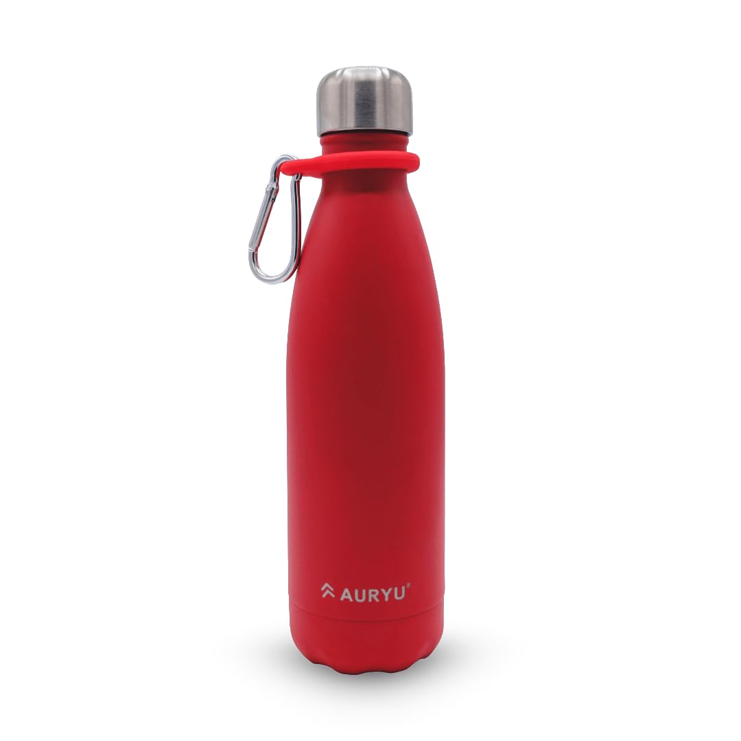 Auryu Red 17oz Insulated Water Bottle, Triple-Walled Stainless Steel Thermos, Leak Proof,…