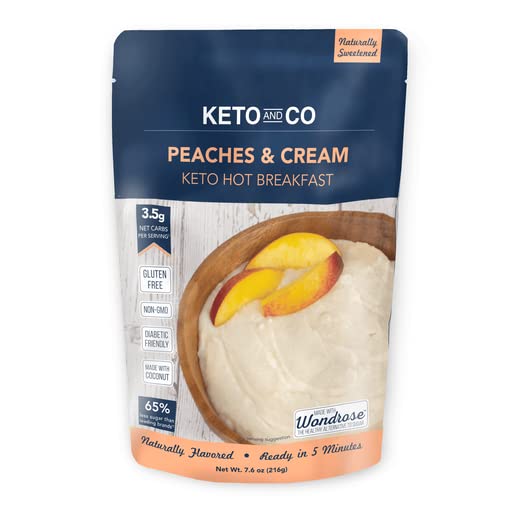 Keto Hot Breakfast by Keto and Co | Peaches and Cream Flavor | Just 3.5 Net Carbs Per Serving | Gluten Free, Low Carb, No Added Sugar, Naturally Sweetened | (8 Servings - Peaches and Cream)