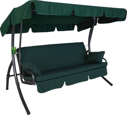 Angerer Balancelle de Jardin Trend, 3 Places Convertible en Lit, Acier Galvanisé, Toit Ajustable, Coussins Lavables, Capacité 270 kg, Fabriqué en Allemagne...