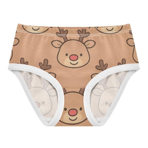 Breathable Girls' Panties Organic Cotton Toddler Underwear for Kids Reindeer Pattern in Sizes 2T,3T, 4T, 5T, 6Y and 8Y