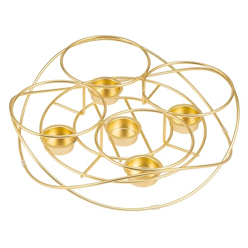 bremermann Food Warmer 5 Tea Lights Round Warming Plate Teapot Warmer (Gold)