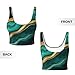 Cozy for Teal Turquoise Green Gold Black Marble Yoga Bra for Women Girls, U-Shaped Back Tops with Pads Control Shapewear Outfit for Sports Fitness