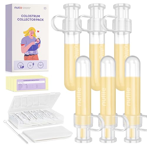 Image of Nuliie Colostrum Collector Kit 7ml/6pcs, Leakproof, Reusable Breast Milk Collector, Heat & Freezer Resistant, BPA-Free, With Cotton Cloth Wipe, Storage Case, Cleaning Brush - Ready-to-Use for Newborns