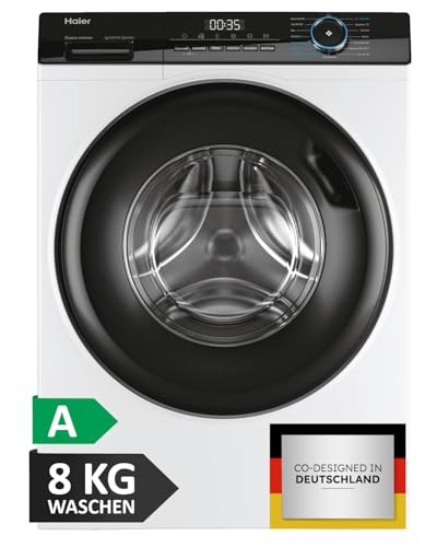 Haier Frontlader Waschmaschine 8kg I I-PRO SERIES 3 HW80-B14939W I Washing Machine mit A-Effizienz, 1.400 U/Min. & leisem Direktantrieb I Inkl. Dampfprogrammen, Mengenautomatik & Refresh-Programm
