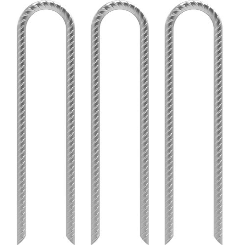 MySit 4 Pack Trampoline Stakes High Wind Stakes 16 Inch Heavy Duty U Shaped Galvanized Metal Steel Ground Anchors for Camping Tents, Swing Sets, Fixing Water Pipes
