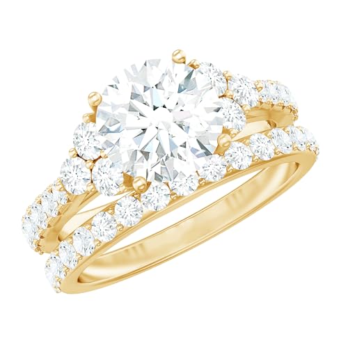 Certified Moissanite Bridal Ring Set, D-Vs1 Quality, Moissanite Engagement Ring with Enhancer - Ready To Gift