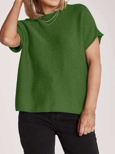 Image of Saodimallsu Women's Short Sleeve Lightweight Casual Crewneck Loose Fit Knit T-Shirt
