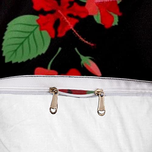 Parure de lit simple 3 pièces avec housse de couette hibiscus vert