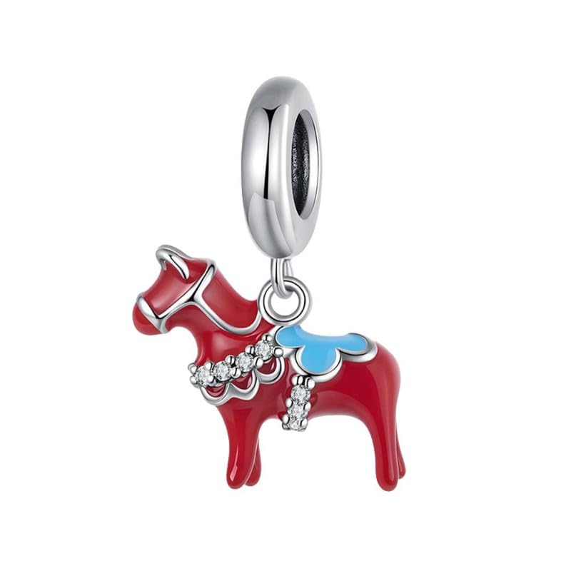 Horse Pendant Beads for DIY Jewelry Copper Red Horse Accessories-image-22