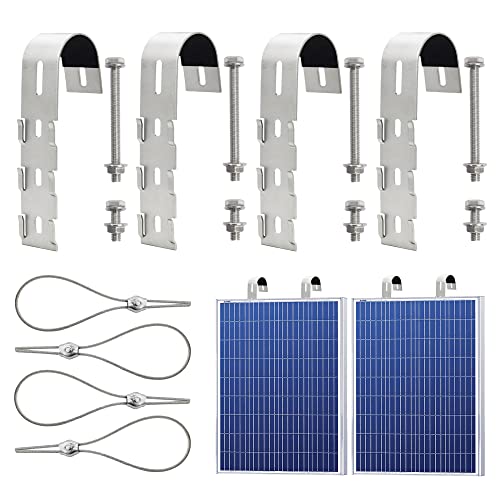 4 Stück Solarpanel Halterung Haken, Solarmodul Edelstahl Balkonhaken...