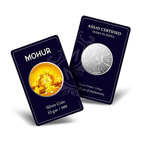 MOHUR Silver Coin 10 Gm, Happy Dhanteras Colored Pure Silver (999) - Image 4