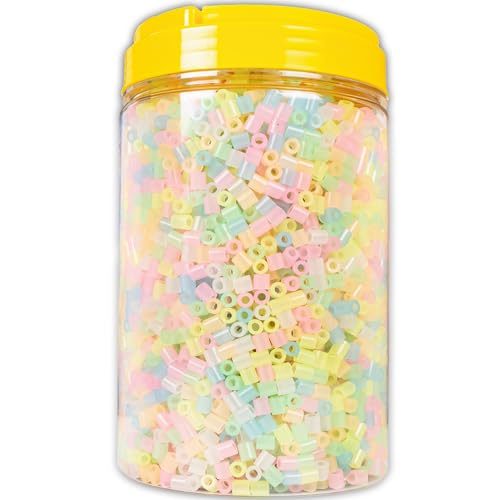 La Manuli Bügelperlen - 5000 Stück im Dose Midi Größe 5mm inklusive 2 Pinzetten Steckperlen Nachfüllset Bastelperlen Mit jeder Marke Beads kompatibel