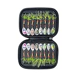 ZBIianxer 16Pcs Wurf Löffel Köder Angeln Drillinge Metall Löffel Spinner Köder Pailletten Crankbait Künstliche Metall Angeln Künstliche