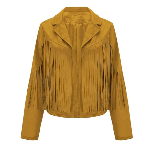 Womens Fringe Jacket Faux Suede Leather Jackets Tassel Motorcycle Cowgirl Outfits Fall Fashion Western Crop Jacket4