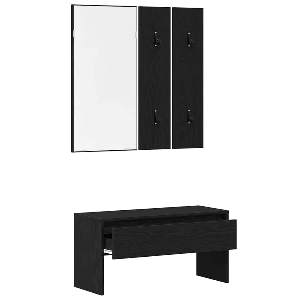 Set di mobili da corridoio, 4 pezzi, effetto rovere nero